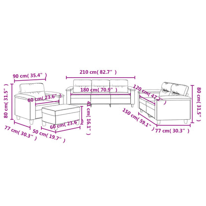 Set Divani 4 pz con Cuscini Grigio Scuro in Tessuto Microfibra | homemem39
