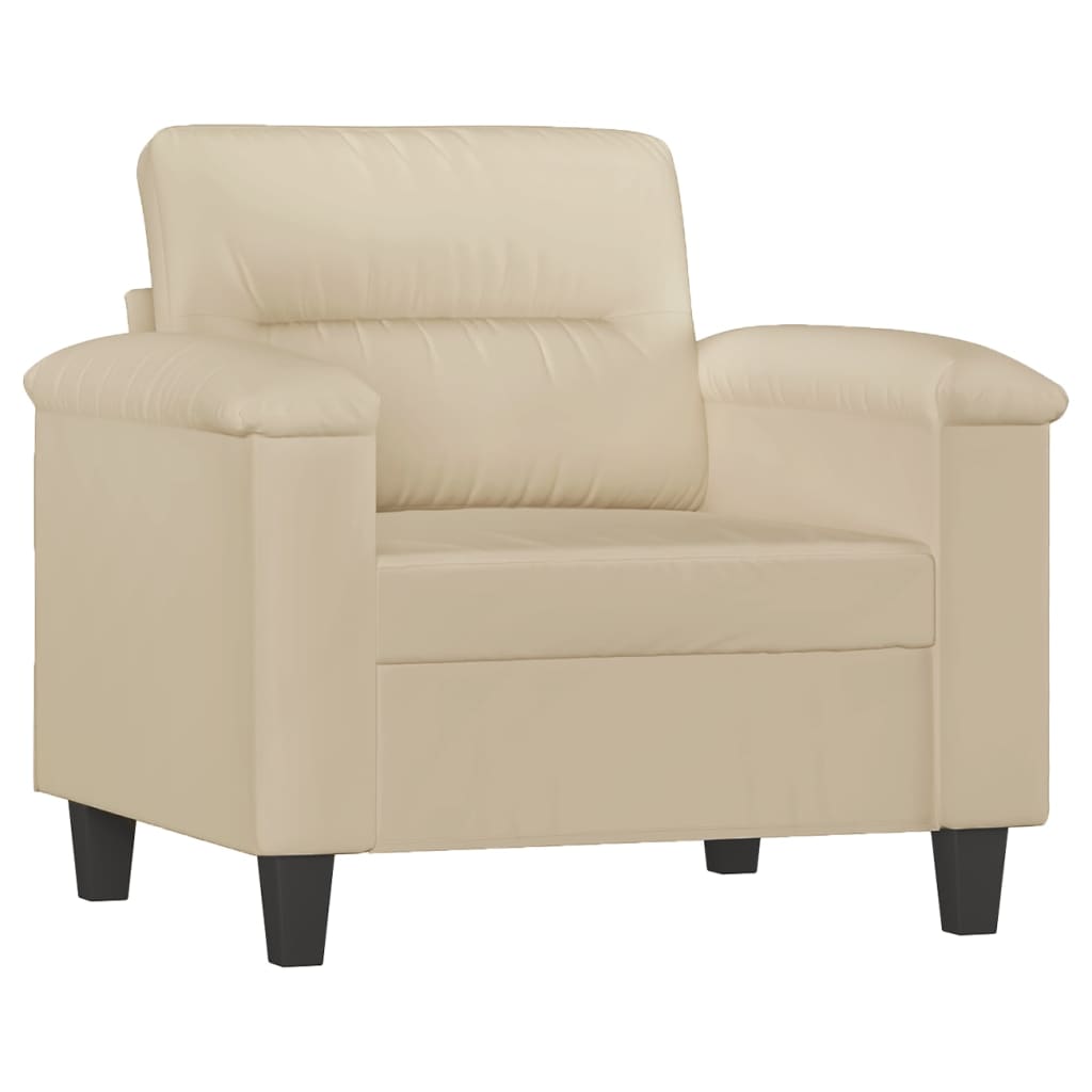 Set Divani 4 pz con Cuscini Crema in Tessuto Microfibra | homemem39