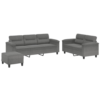 Set Divani 3 pz con Cuscini Grigio Scuro in Tessuto Microfibra | homemem39