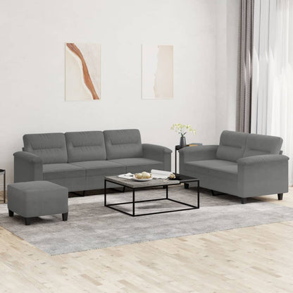Set Divani 3 pz con Cuscini Grigio Scuro in Tessuto Microfibra | homemem39