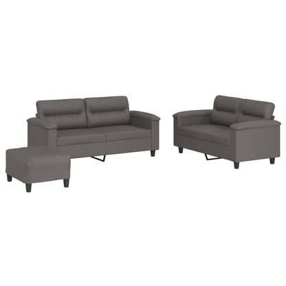 Set di Divani 3 pz con Cuscini Grigio in Similpelle - homemem39