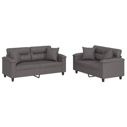 Set di Divani 2 pz con Cuscini Grigio in Similpelle - homemem39