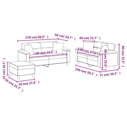 Set di Divani 3 pz con Cuscini Nero in Similpelle - homemem39