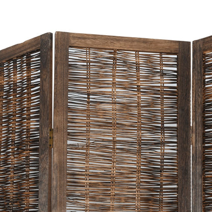 Divisorio Ambienti 4 Pannelli Marrone Scuro Massello Paulownia - homemem39
