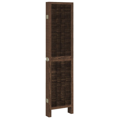 Room Divider 6 Panels Dark Brown Solid Paulownia