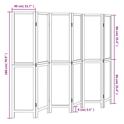Divisorio Ambienti 6 Pannelli Marrone Scuro Massello Paulownia - homemem39