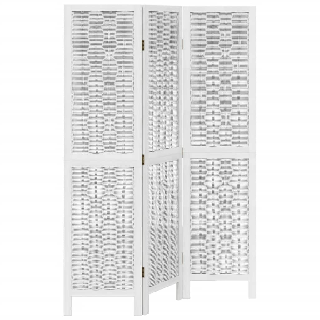 Room Divider 3 Panels White Solid Paulownia Wood