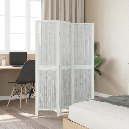 Room Divider 3 Panels White Solid Paulownia Wood