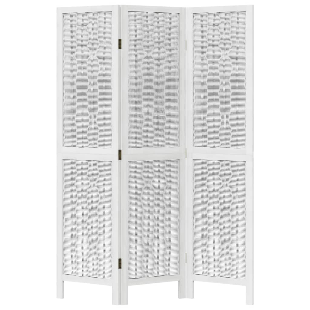 Room Divider 3 Panels White Solid Paulownia Wood