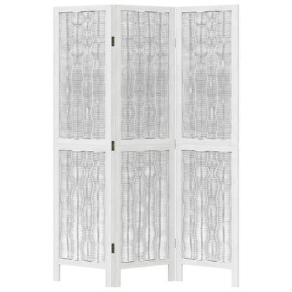 Room Divider 3 Panels White Solid Paulownia Wood