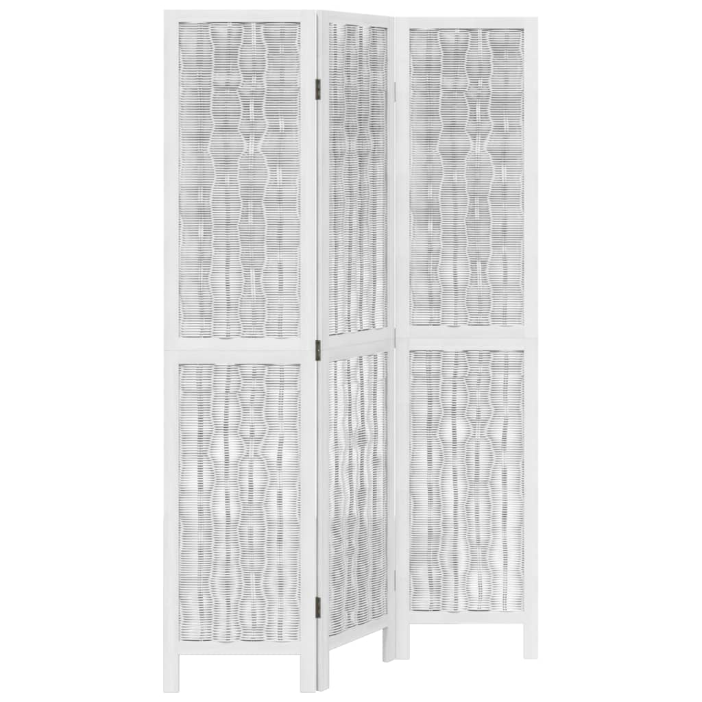 Room Divider 3 Panels White Solid Paulownia Wood