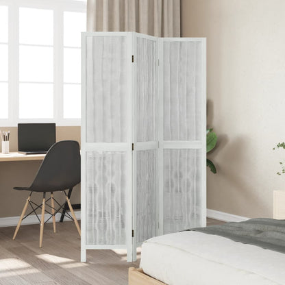 Room Divider 3 Panels White Solid Paulownia Wood