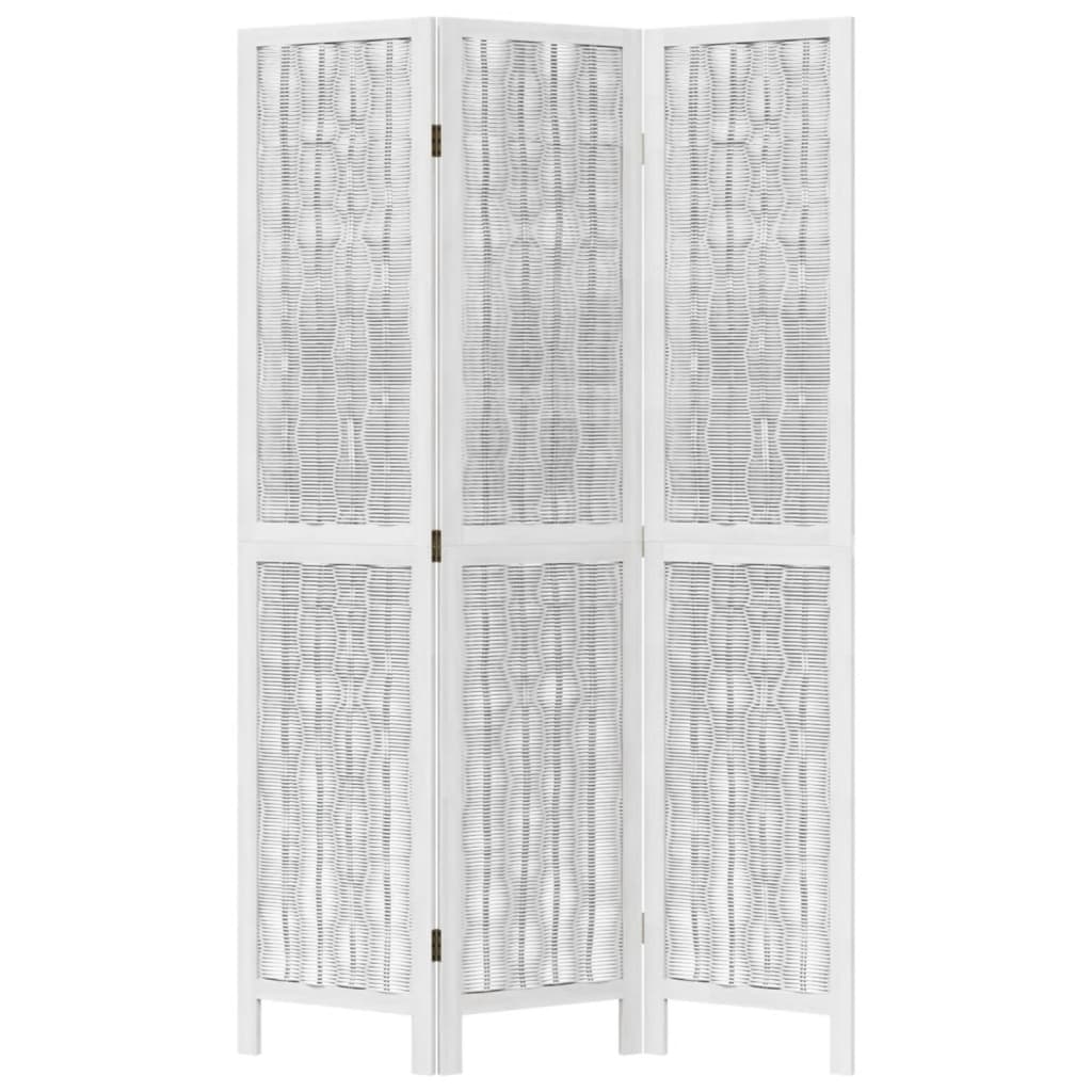 Room Divider 3 Panels White Solid Paulownia Wood