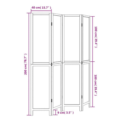 Divisorio Ambienti 4Pannelli Bianco Legno Massello di Paulownia - homemem39