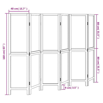 Divisorio Ambienti 6Pannelli Bianco Legno Massello di Paulownia - homemem39