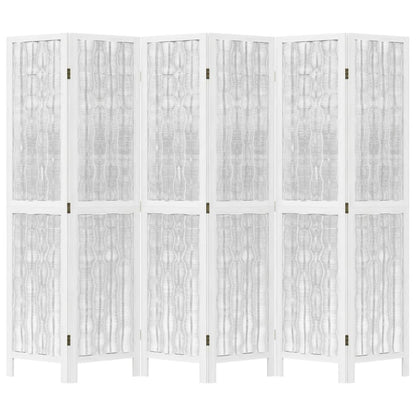 Room Divider 6 Panels White Solid Paulownia Wood