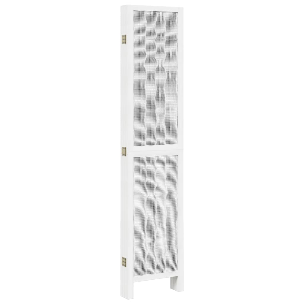 Room Divider 6 Panels White Solid Paulownia Wood