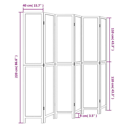 Divisorio Ambienti 6Pannelli Bianco Legno Massello di Paulownia - homemem39