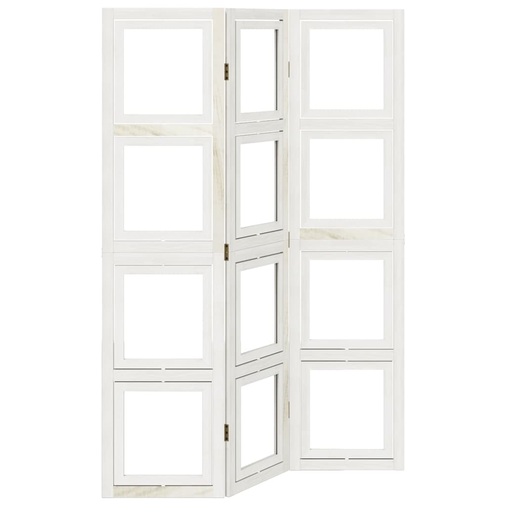 Divisorio Ambienti 3Pannelli Bianco Legno Massello di Paulownia