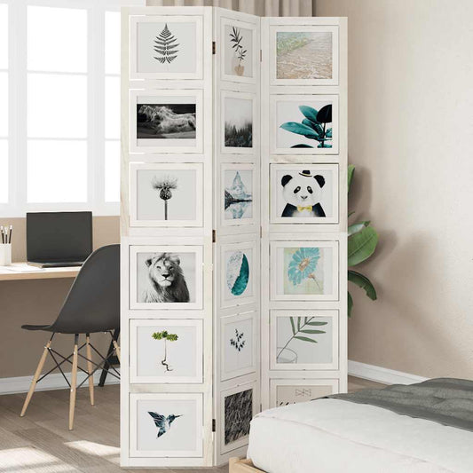 Divisorio Ambienti 3Pannelli Bianco Legno Massello di Paulownia - homemem39