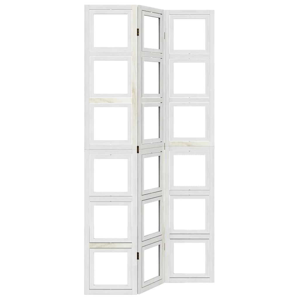 Divisorio Ambienti 3Pannelli Bianco Legno Massello di Paulownia