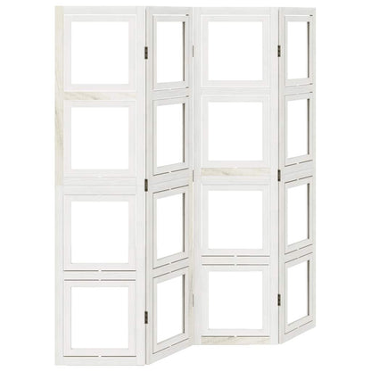 Divisorio Ambienti 4Pannelli Bianco Legno Massello di Paulownia - homemem39