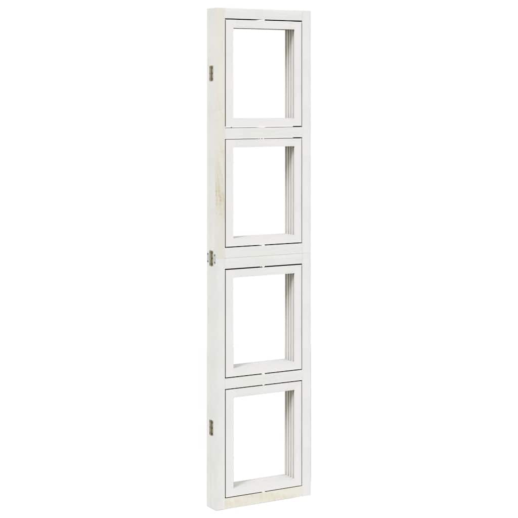 Divisorio Ambienti 4Pannelli Bianco Legno Massello di Paulownia - homemem39