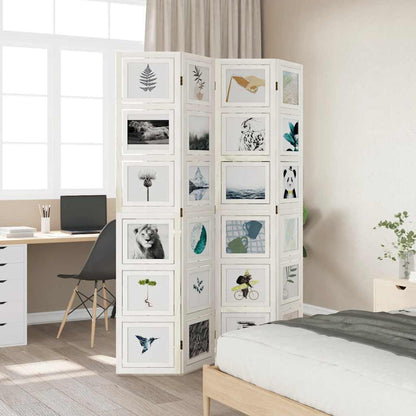 Divisorio Ambienti 4Pannelli Bianco Legno Massello di Paulownia - homemem39