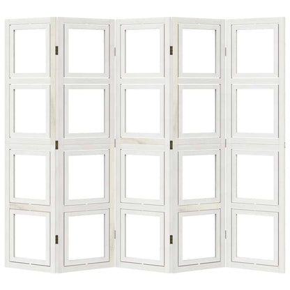 Divisorio Ambienti 5Pannelli Bianco Legno Massello di Paulownia - homemem39