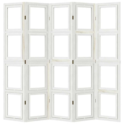 Divisorio Ambienti 5Pannelli Bianco Legno Massello di Paulownia - homemem39