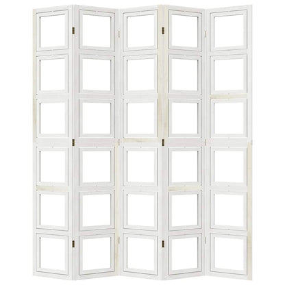 Divisorio Ambienti 5Pannelli Bianco Legno Massello di Paulownia - homemem39