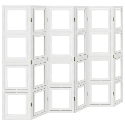 Room Divider 6 Panels White Solid Paulownia Wood