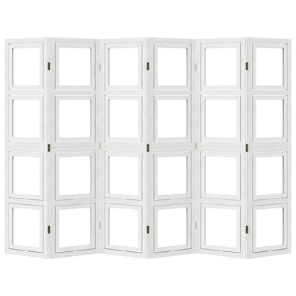 Room Divider 6 Panels White Solid Paulownia Wood