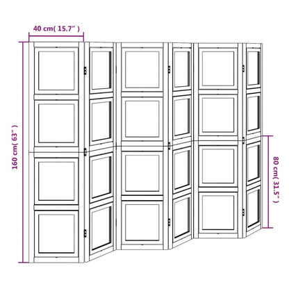 Room Divider 6 Panels White Solid Paulownia Wood