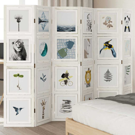 Divisorio Ambienti 6Pannelli Bianco Legno Massello di Paulownia - homemem39