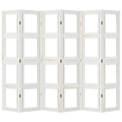 Divisorio Ambienti 6Pannelli Bianco Legno Massello di Paulownia - homemem39