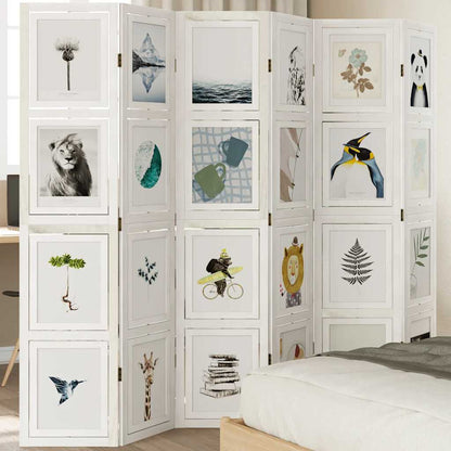 Divisorio Ambienti 6Pannelli Bianco Legno Massello di Paulownia - homemem39