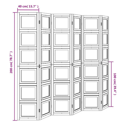 Divisorio Ambienti 6Pannelli Bianco Legno Massello di Paulownia