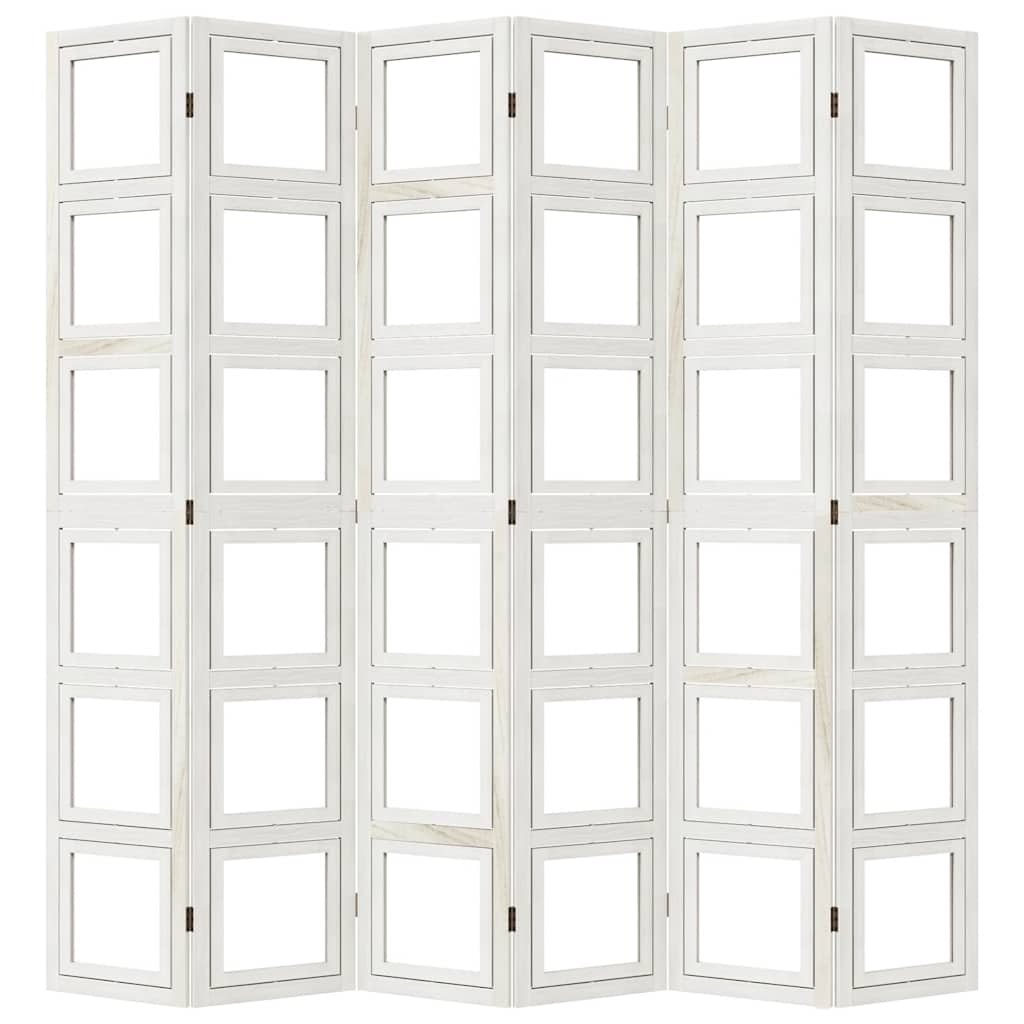 Divisorio Ambienti 6Pannelli Bianco Legno Massello di Paulownia