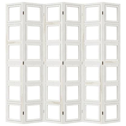 Divisorio Ambienti 6Pannelli Bianco Legno Massello di Paulownia