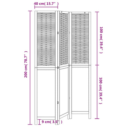 Divisorio Ambienti 3 Pannelli Marrone Scuro Massello Paulownia - homemem39