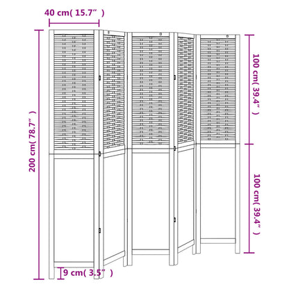 Divisorio Ambienti 5 Pannelli Marrone Scuro Massello Paulownia - homemem39