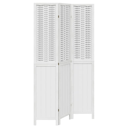 Room Divider 3 Panels White Solid Paulownia Wood
