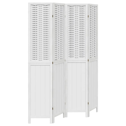 Divisorio Ambienti 4Pannelli Bianco Legno Massello di Paulownia | homemem39