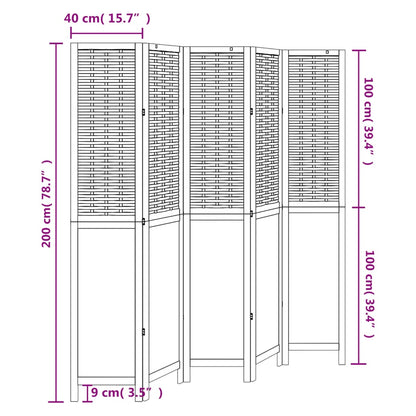 Divisorio Ambienti 5Pannelli Bianco Legno Massello di Paulownia - homemem39