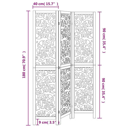Divisorio Ambienti 3Pannelli Bianco Legno Massello di Paulownia