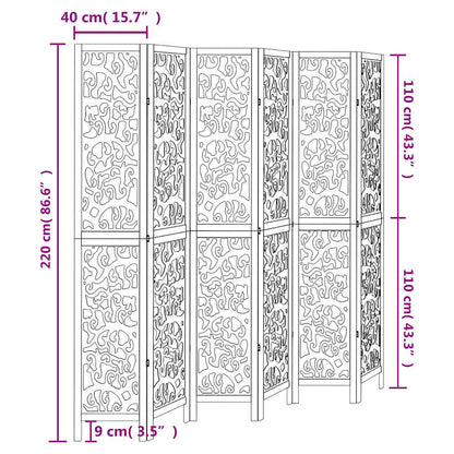 Divisorio Ambienti 6Pannelli Bianco Legno Massello di Paulownia - homemem39