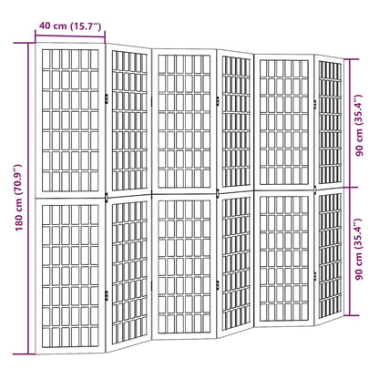 Divisorio Ambienti 6 Pannelli Nero Legno Massello di Paulownia - homemem39