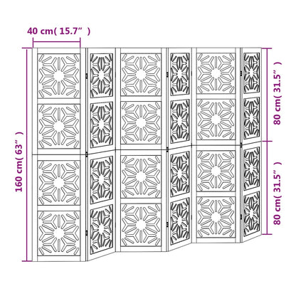 Divisorio Ambienti 6 Pannelli Marrone e nero Legno di Paulownia