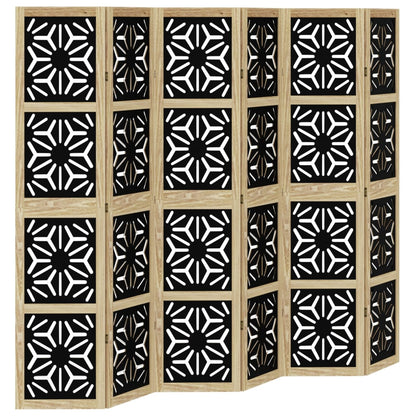 Room divider 6 panels Brown and black Paulownia wood